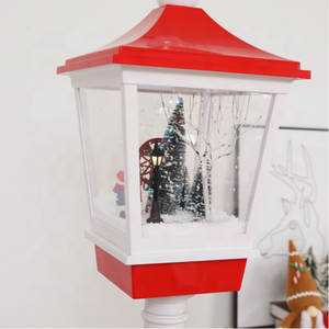 Hermosa linterna artesanal festiva con luz de nieve soplando <span class=keywords><strong>farola</strong></span> con música para Navidad - Product Image 3
