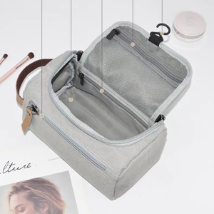 OEM Makeup Shower <b>Toiletry</b> <b>Bag</b> Washable Cotton Canvas Solid Zipper Organizer Hanging Cosmetic <b>Men</b> Women - Product Image 5