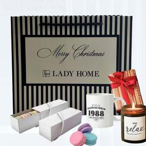 Sacs cadeaux en papier brun personnalisés pour Noël, sacs de boutique, sacs de shopping avec poignée en corde noire, sac en papier de luxe avec impression de logo - Product Image 4