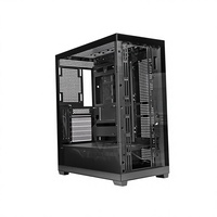 Boîtier d'ordinateur ATX Mid Tower noir avec verre trempé, châssis PC gaming à haut débit d'air TDB1201