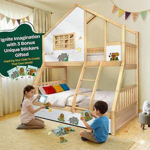 Cama Infantil Tipo <span class=keywords><strong>Casa</strong></span> <span class=keywords><strong>de</strong></span> Árbol con Literas Dobles y Cama Nido, Madera <span class=keywords><strong>de</strong></span> Pino, Barandillas <span class=keywords><strong>de</strong></span> Seguridad <span class=keywords><strong>de</strong></span> 15 Pulgadas, Escalera, Fácil <span class=keywords><strong>de</strong></span> Montar, Sin Necesidad <span class=keywords><strong>de</strong></span> Somier, No Tóxica - Product Image 2