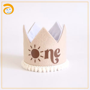 Chapeau de fête d'anniversaire en feutre avec couronnes chapeau de cône pour enfants pour fête d'anniversaire Photo accessoires décorations - Product Image 5