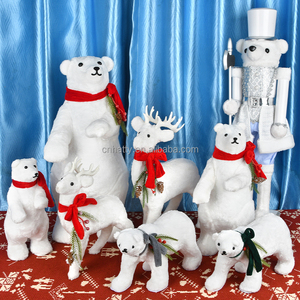 Figurine en peluche Ours polaire de Noël, faite à la main, écologique, ornement de table, décoration pour fêtes de fin d'année et centres commerciaux - Product Image 2