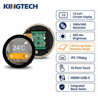 Module d'écran tactile circulaire Kingtech 7 pouces 1080x1080, cadre ouvert, IPS, pour panneau de commande de maison intelligente, Raspberry Pi, écran LCD rond