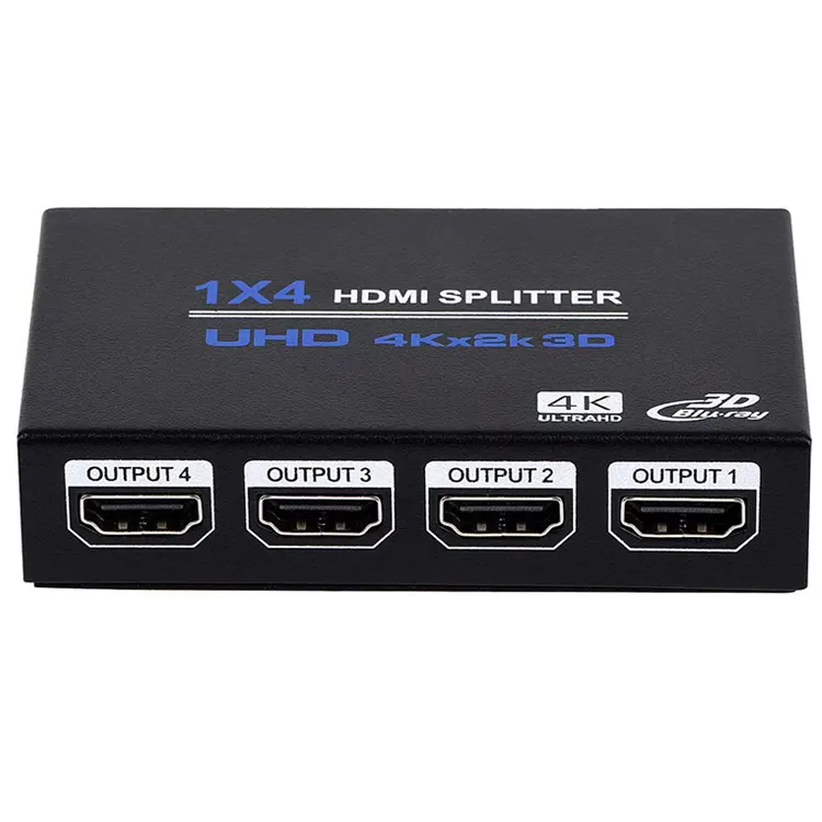 1 x 4 HDMI Splitter Converter 1 In 4 Out HDMI 1.4 Splitter Amplifier HDCP 4K X 2K Dual Display for HDTV DVD PS3 Xbox