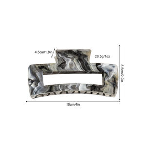 Grande pince à cheveux carrée de 10,5 cm en plastique, motif requin, pour cheveux épais, motif marbré - Product Image 3