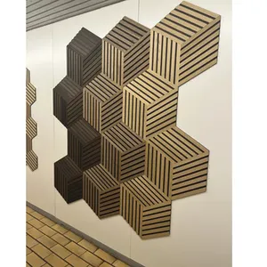 Different V Groove Cutting Design Pattern Oak Walnut Wood Veneer PET Felt Acoustic Panel Board