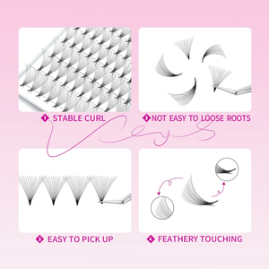 VEYES INC NarrowPro 14D/16D Ventilateurs de volume préfabriqués Cils synthétiques PBT coréens faits à la main avec boucle CC/B/C naturelle Mélange de 17mm de longueur - Product Image 5