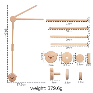 Soporte Móvil para Cuna de Madera de Haya Natural con Oso Adorable, Colgador Antideslizante para Cuna de Bebé, Personalizable OEM - Product Image 4