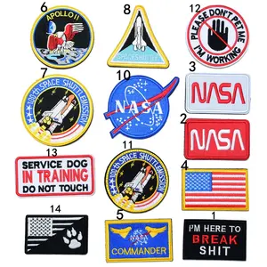 Badan Antariksa NASA Bordir Patch Kait dan Loop Pengencang untuk Label Tas Topi Label Pakaian Lencana Stiker