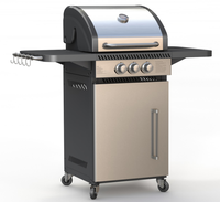 Barbecue à gaz professionnel encastrable pour extérieur avec allumage automatique, en acier inoxydable, prêt pour le camping, sur chariot