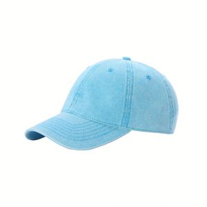 Gorra de béisbol de mezclilla casual unisex de 6 paneles, estilo Joker, con bordado 3D curvo y efecto lavado de copo de nieve. - Product Image 3