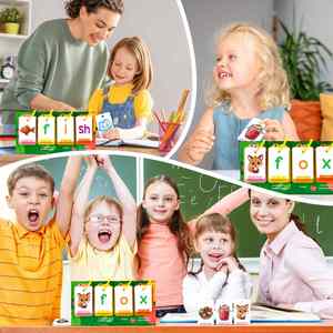 Juguete de aprendizaje de fonética CVC para niños de preescolar, tarjetas de palabras con sonidos de vocales cortas, tablero de aprendizaje con tarjetas plegables - Product Image 3