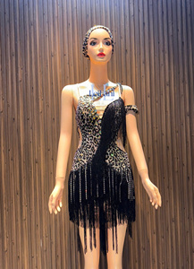 Luxury Women's Regular Sleeve Leopard Print <b>Mini</b> Dress with High-End Rhinestone Embellishment Winter Elegant Party Wear - Product Image 2