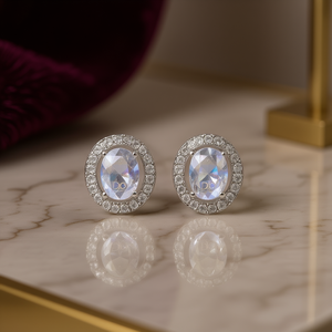 Pendientes de cristal con corte ovalado Tdc, chapados en oro blanco, plata 925, engaste en bisel, joyería clásica de boda para mujer - Product Image 2