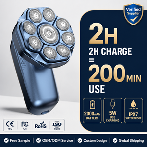 Alat Cukur Kepala Botak 2 in 1 yang Ditingkatkan, Pisau Cukur Elektrik Rotary 9D untuk Pria Botak, Kit Pemangkas Rambut Mandiri, Tanpa Kabel, Dapat Diisi Ulang, Tahan Air - Product Image 4