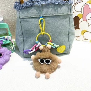 Dễ thương đầy màu sắc Rex Thỏ tóc búp bê sang trọng Vòng Bóng Tim Kính mát Fluffy ELF Pom Pom Keychain điện thoại quyến rũ chuỗi phụ kiện - Product Image 4