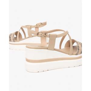 Sandalo con Zeppa da Donna Nero Giardini Beige E513512D Stile Platform - Product Image 4