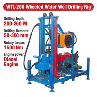Foreuse de puits d'eau portable sur remorque de 260 m WTL-200, machine de forage multifonctionnelle diesel pour fermes rurales