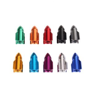 Hao Zhan Capuchons de valve en alliage d'aluminium en forme de fusée, 10 couleurs, couvre-poussière pour roues de voiture, compatibles avec toutes les valves américaines - Product Image 1
