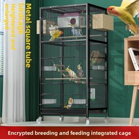 Cage à oiseaux en acier inoxydable à tube carré épaissi, directement de l'usine, pour calopsites, perruches, mynas, taille L, grande cage d'élevage