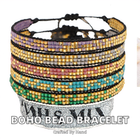 Bracelet d'amitié Miyuki coloré fait main style bohème avec perles de rocaille, plaqué or, pour femme - Vente chaude