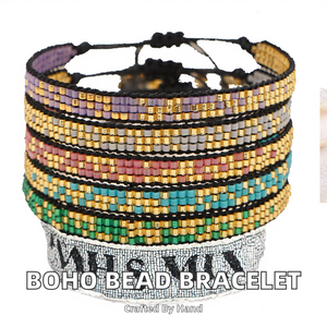 Perles de rocaille style bohème très tendance pour bracelet, bijoux faits main colorés Miyuki pour l'amitié, pour femme, bijoux dorés - Product Image 2