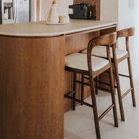Runwood Neuer Moderner Minimalistischer Bar-Thekenstuhl für Zuhause, 75cm Höhe, mit Rückenlehne, Holz-Barhocker