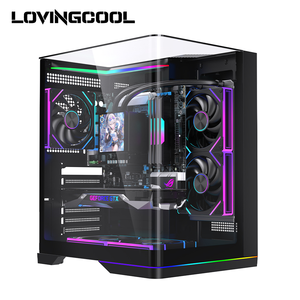 Boîtier PC de jeu Lovingcool ATX panoramique, design incurvé en verre monobloc, vue panoramique, support AIO 240 mm, en vrac pour les constructeurs de systèmes - Product Image 1