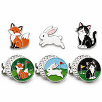 OEM ODM Personnalisé, Marqueur de balle de golf et Clip de chapeau de golf en alliage de zinc avec logo en émail souple, motifs lapin et chat amusants et mignons, Accessoire de golf premium