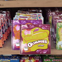 Emballage comestible en mylar anti-odeurs résistant aux enfants personnalisé 7g-14g-28g pochettes debout 3.5 sacs sacs d'impression de chewing-gum en aluminium
