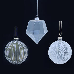 Bolas de cristal soplado decorativas de vacaciones de Navidad de lujo de 10cm de alta calidad, bolas colgantes brillantes con uso de fiesta con purpurina - Product Image 3