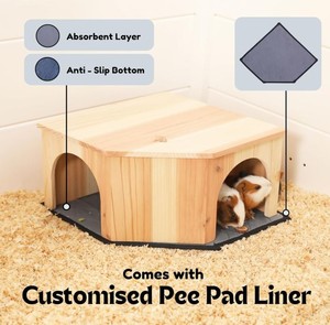 Nascondiglio Angolare in Legno Personalizzato per Porcellini d'India, Cincillà, Ratti, Ricci con Tappetino Assorbente, Accessori per Porcellini d'India - Product Image 2
