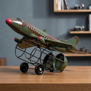 Porte-vin en métal vintage en forme d'avion, capacité de 10 à 19 bouteilles, décoration de meubles pour la maison - Product Image 5