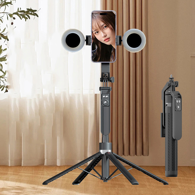 Portable Lightweight Wireless Foldable & Rotatable Handheld Remote Control Tripod Light Stand & Selfie Stick for Phone