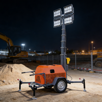Tour d'éclairage mobile portable diesel de 7 m avec éclairage LED pour chantier de construction ou éclairage de jardin