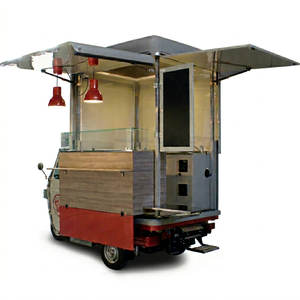 Camion de restauration Piaggio Ape, unité mobile de café avec accents jaunes et intérieur en acier galvanisé, garantie de 3 ans - Product Image 1