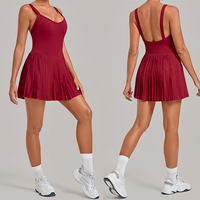 Robe de tennis et de yoga plissée pour femme avec soutien-gorge rembourré intégré, séchage rapide, anti-transparence, short intégré pour la course en extérieur, la gym et le fitness
