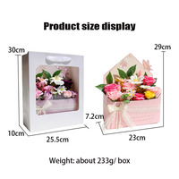 Boîte cadeau de fleurs de savon en forme d'enveloppe, bouquet de roses éternelles, cadeau pour la Saint-Valentin, anniversaire, pour elle, avec dentelle, perle et nœud.