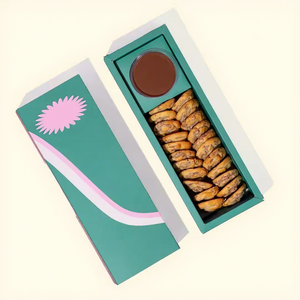 Scatola di Carta Ecologica per Fast Food, <span class=keywords><strong>Biscotti</strong></span>, Crêpe, Torte, Cioccolatini e Tartufi, Confezione per Catering con Inserto per Salse - Product Image 1