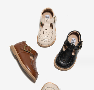 Chaussures habillées en cuir gaufré à bride en T pour bébé, semelles souples antidérapantes, vente en gros - Product Image 3