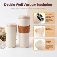 Nouvelle tasse à café en acier inoxydable avec couvercle rabattable, revêtement en poudre colorée, isolée sous vide, conforme aux normes FDA et LFGB, 350 ml et 520 ml