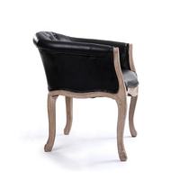 Anji Kaseihomeland Chaise de loisirs en bois de caoutchouc noir en cuir reconstitué doux et confortable