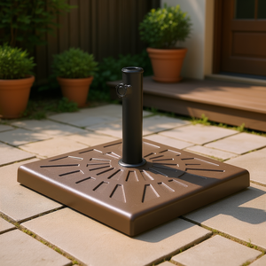 ฐานร่มเรซิ่นสีน้ำตาลทรงสี่เหลี่ยมขนาด 20 นิ้ว สำหรับใช้งานกลางแจ้ง แข็งแรง ทนทาน ดีไซน์ร่วมสมัย ลวดลายลายนูน - Product Image 2