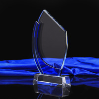 Trophée personnalisé pour cadeau d'affaires, base en verre cristal vierge, impression UV, gravure, lettres polies écologiques