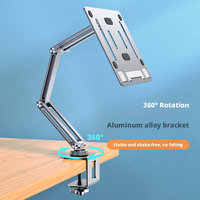 Support pour ordinateur portable en alliage d'aluminium avec pince mécanique, support rotatif à 360 degrés pour tablette, pour le bureau et la maison