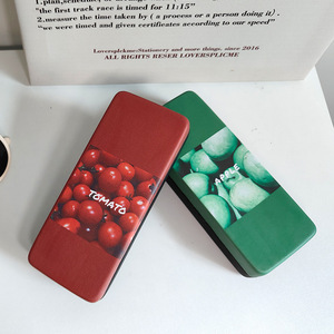 Étui à lunettes imprimé fruits, rectangulaire, en métal, grande capacité, boîte de rangement portable pour lunettes de soleil, orange, jaune, vert pomme, rouge cerise - Product Image 3