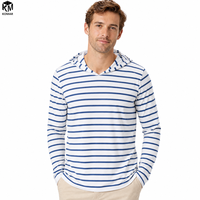 Vente en gros de sweats à capuche rayés pour hommes, personnalisés, 75% polyester, 19% nylon, 6% élasthanne, jersey léger, évacuation de l'humidité, UPF 50