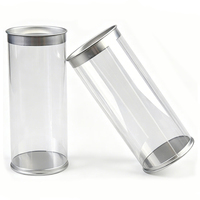 Boîte à fleurs cylindrique en plastique transparent Emballage cadeau transparent Tube rond en PET PVC avec couvercle en métal