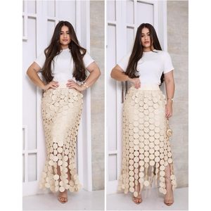 FOXA Jupe longue asymétrique en dentelle à taille haute pour femme, idéale pour les fêtes, les mariages et la plage - Product Image 4